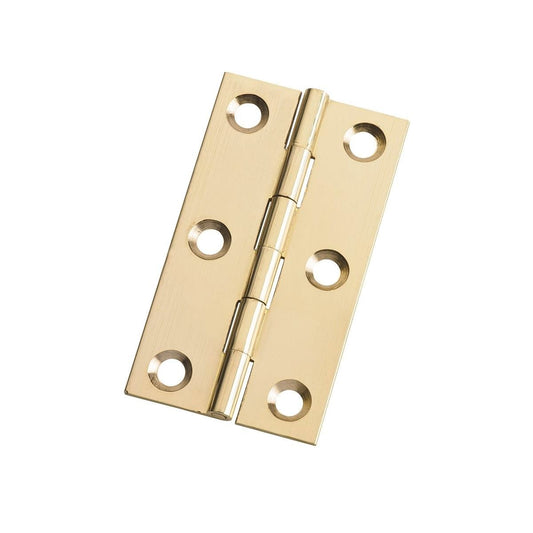 Lane Brass Fixed Pin Butt Hinge 2 Pack - 65mm x 35mm - Corrosion Resistant