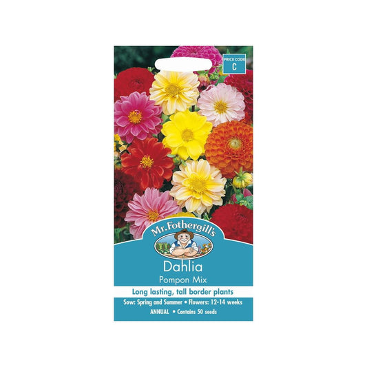 Mr Fothergill S Dahlia Pompon Mix Seeds - 75mm - Easy To Grow - Colourful - Auzzistore