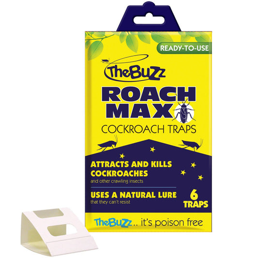 The Buzz Roach Max Cockroach Traps - 6 Pack - Cardboard Glue - Effective - Auzzistore