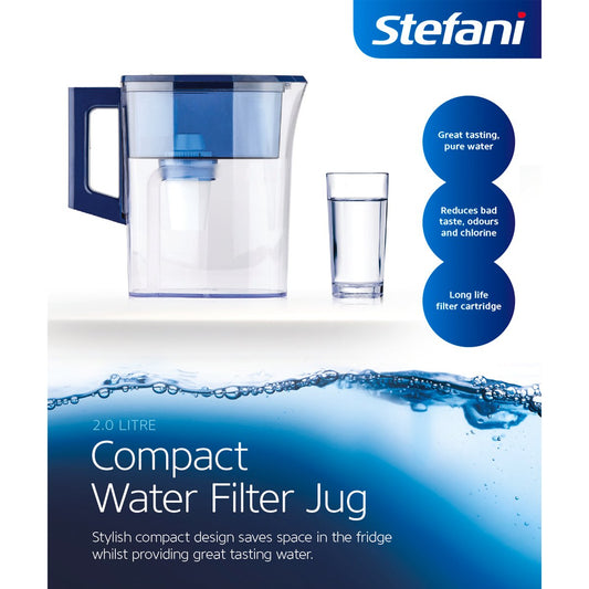 Stefani 2L Water Filter Jug - Compact - BPA Free - Easy Change Filter – view 2