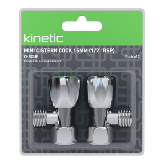 Kinetic Mini Cistern Cock 15mm Chrome 2 Pack - Lead-Free Brass - Quick Shut-Off – view 2 - Auzzistore