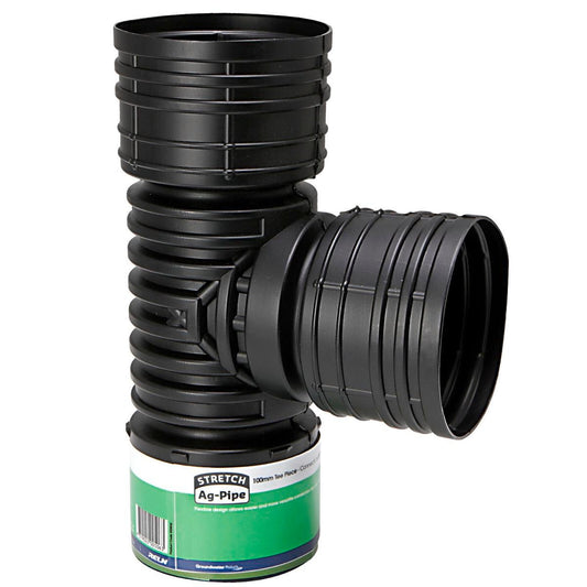 RELN Stretch Ag Pipe 100mm T Piece - Plastic - Flexible - Easy Install - Auzzistore