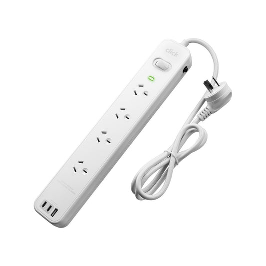 Click PD45W 4 Outlet Powerboard - 2 USB-C & 1 USB-A Ports - 45W Charging