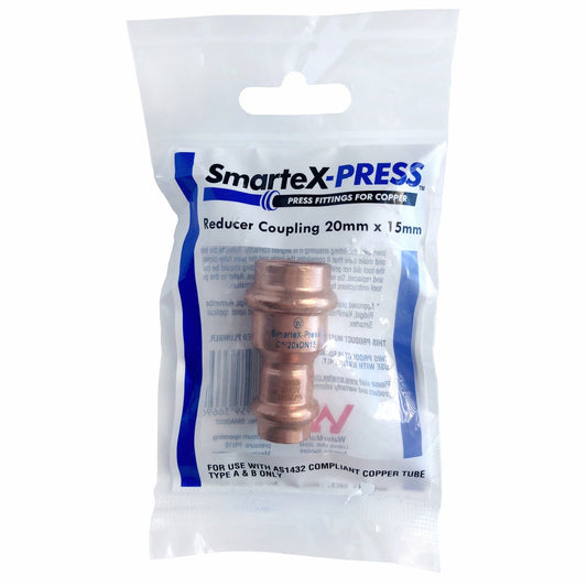 Smartex Press Copper Reducing Coupling 20mm x 15mm - Flame-Free Installation – view 2 - Auzzistore