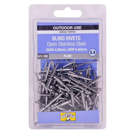 Otter Open Stainless Steel Blind Rivets 4x6mm 100 Pack Corrosion Resistant - Auzzistore