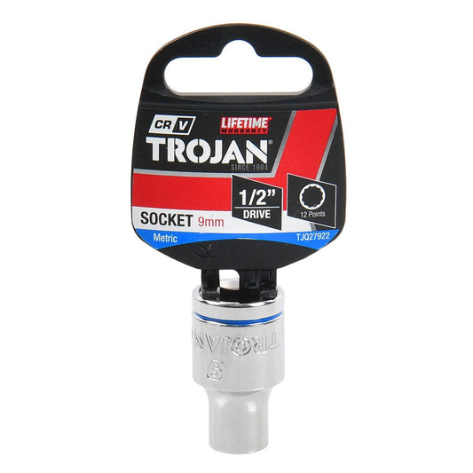 Trojan 9mm Socket 1/2" Drive - Chrome Vanadium - Durable - 12-Point Design – view 2 - Auzzistore