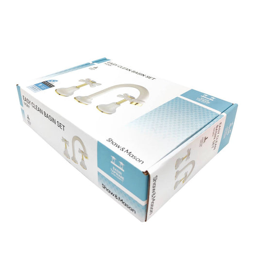 Shaw Mason Ivory Basin Set - 290mm x 70mm x 195mm - Brass Construction - Gold Trim – view 2