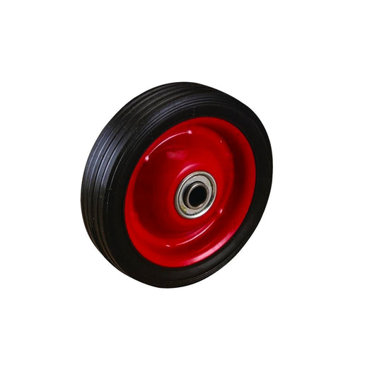 Easyroll 125mm Black Rubber Tyre - Red Metal Centre - Solid - 40kg Load - Auzzistore