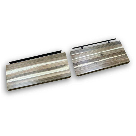 Vision Home Acacia Glue laminated Floating Shelves - Set of 2 - 60.96 x 24.13 x 3.81 cm each - Auzzistore