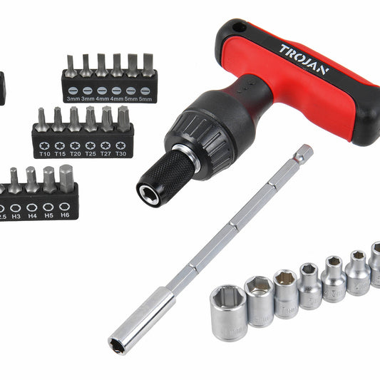 Trojan 48 Piece T Handle Ratchet Set - Adjustable Extension Bar 40-120mm – view 2 - Auzzistore