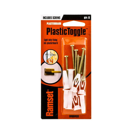 Ramset Plastic Toggle 8 Pack - 8x12mm - Nylon - Light Duty - Easy Use - Auzzistore