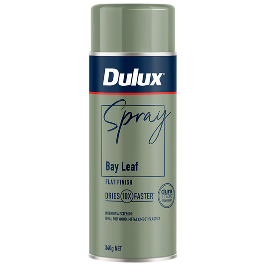 Dulux 340g Bay Leaf Flat Spray Paint - 0.34L - Fast Drying, Self-Priming - Auzzistore