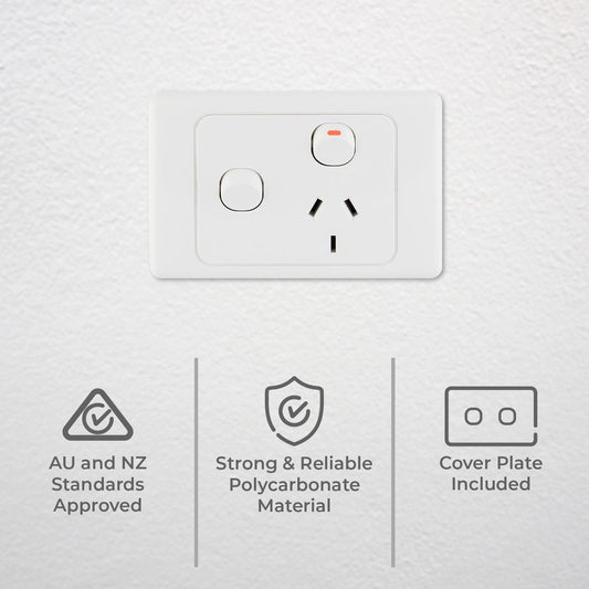 Deta Single Power Point - Extra Switch - 250V - Polycarbonate - Safe – view 2 - Auzzistore