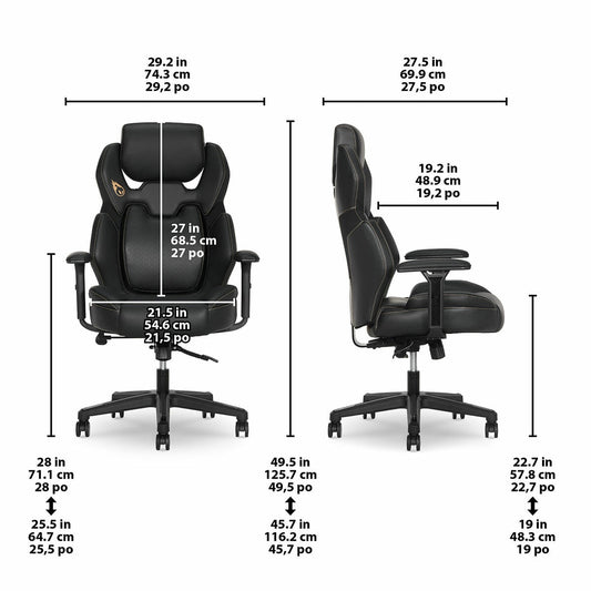DPS 52851-BLKGLD Gaming Chair with Articulating Lumbar Support Black and Gold — image 2