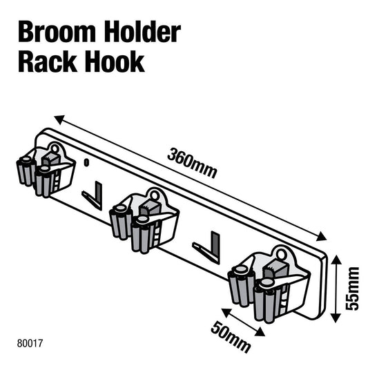 Everhang Broom Holder Rack - 3 Holders - Plastic/Steel - Easy Installation – view 2