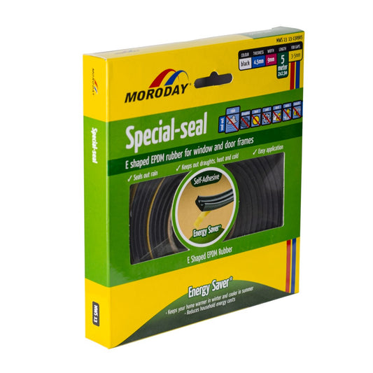 Moroday E Shaped Weatherseal 9mm x 4.5mm x 5m Black EPDM Rubber – view 2 - Auzzistore