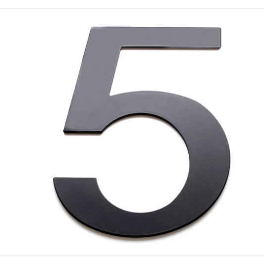Sandleford 200mm Black Lorenzo House Number 5 - Durable Steel - Rust Resistant