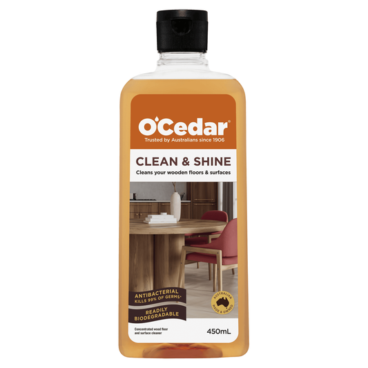 Ocedar Clean & Shine 450ml Wood Floor Cleaner No Rinse Concentrate