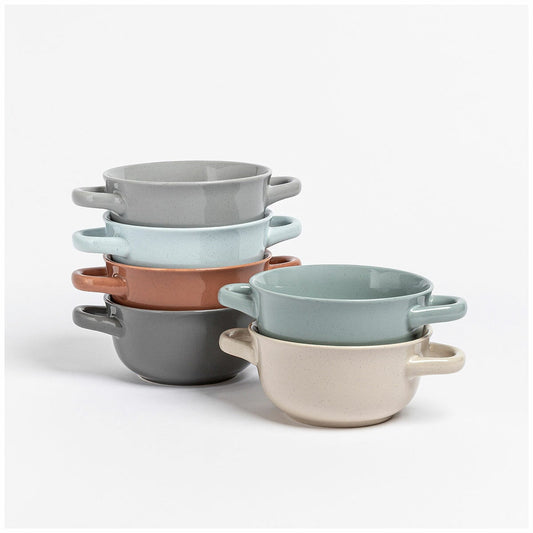 Over and Back Soup Bowls With Handle 6 Piece Set Modern Colour Palette — image 2