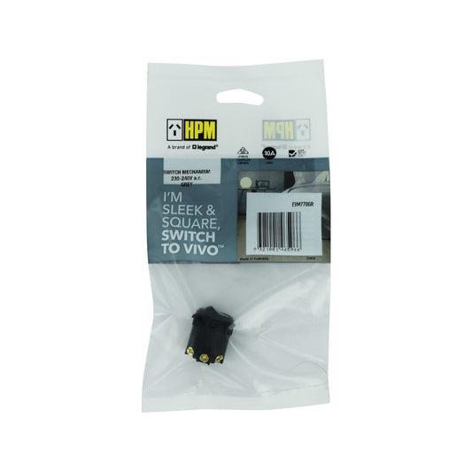 HPM Vivo Rocker Switch Mechanism 10A 240V - Grey - Reliable Performance – view 2 - Auzzistore