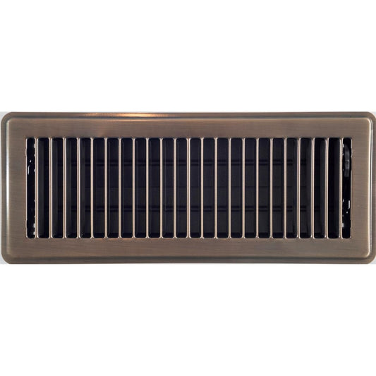 Accord Louvered Floor Register - 10 x 30cm - Electroplated Steel - Antique Brass - Auzzistore