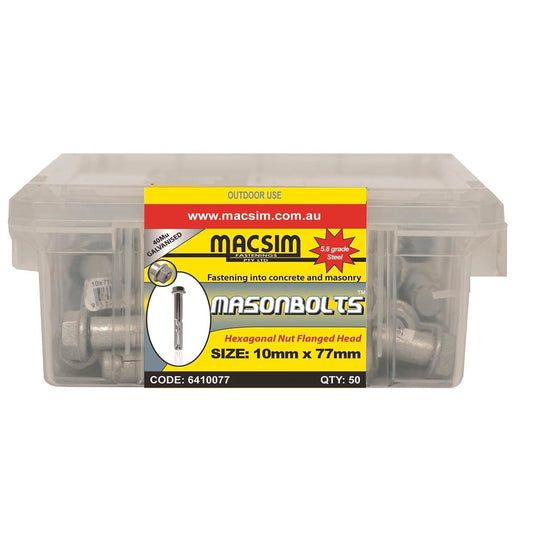 Macsim Fasteners Sleeve Anchor - 10mm x 77mm - 5.8 Grade Steel - 50 Pack - Auzzistore