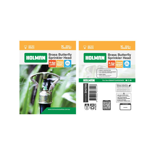 Holman Brass Butterfly Sprinkler - 4-6m - Brass - Full Circle Coverage – view 2 - Auzzistore