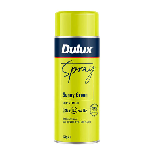 Dulux 340g Gloss Spray Paint - Sunny Green - Fast Drying - Self-Priming - Auzzistore