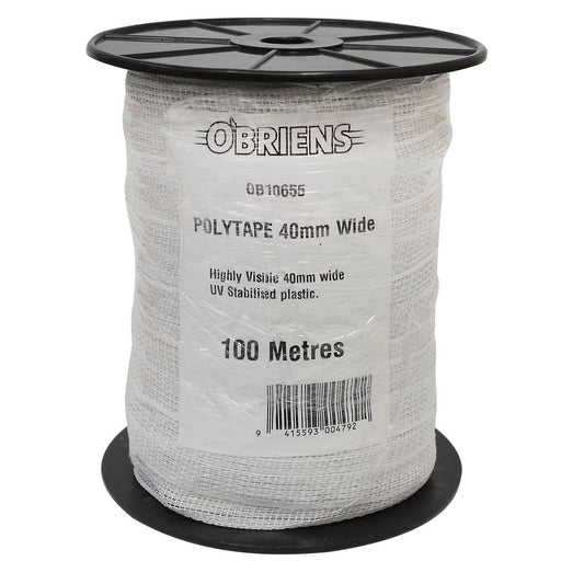 O Briens Electric Fencing Polytape 100m x 40mm - UV Stabilised Plastic - Auzzistore