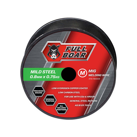 Full Boar Mild Steel MIG Wire - 0.8mm x 0.75kg - Low Hydrogen Copper Coated - Auzzistore