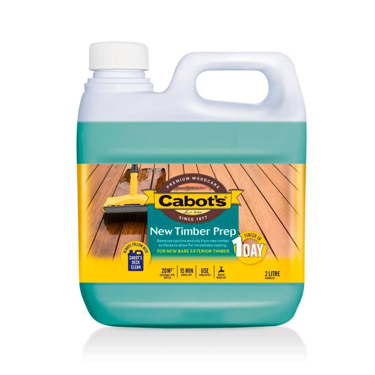 Cabot New Timber Prep 2L - Timber Cleaner - Removes Tannins - Fast Coating