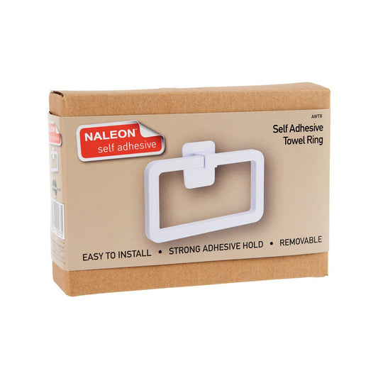 Naleon White Self Adhesive Towel Ring - 170mm x 120mm - Durable ABS Plastic – view 2