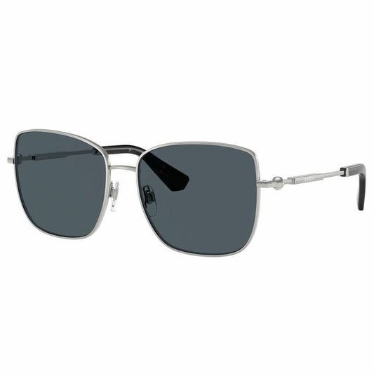 Burberry BE3158 Women's Square Sunglasses Silver Metal Dark Grey Lenses — image 2
