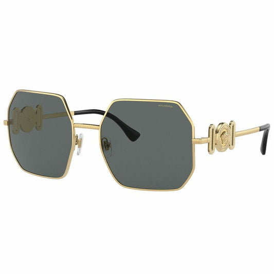 Versace VE2248 Women's Sunglasses Gold Metal Irregular Frame Dark Grey Lenses — image 2