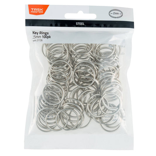 Taskmaster 25mm Key Ring - 100 Pack - Durable Steel - Easy Attachment – view 2