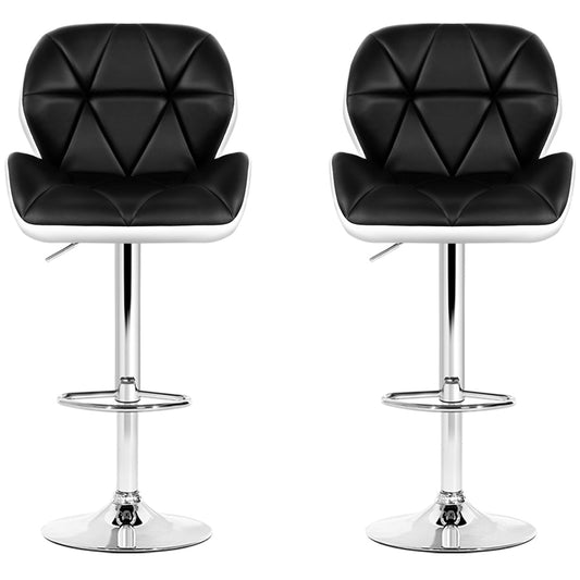 Artiss Black And White Gaslift Swivel Barstool With Rhombus Motif 2 Pack – view 2 - Auzzistore