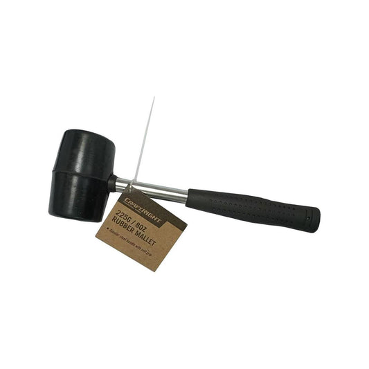 Craftright Rubber Mallet 225g 8oz - Steel Handle - Soft Grip - Black/Silver - Auzzistore