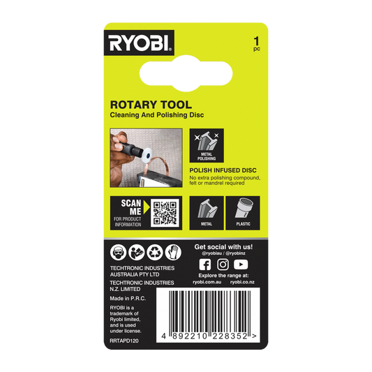 Ryobi 120 Grit Rotary Tool Cleaning and Polishing Disc - 38mm - Rust Removal – view 2 - Auzzistore