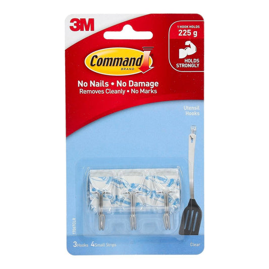 Command Small Clear Adhesive Hooks 3 Pack - Plastic - Damage-Free Hanging