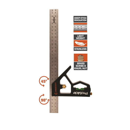 Crescent Lufkin 300mm Aluminium Combination Square - Durable - Lightweight – view 2 - Auzzistore