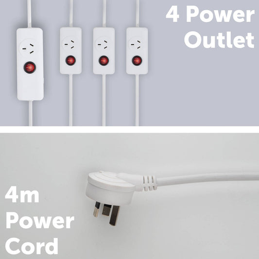 Arlec Extension Lead - 4m - Polypropylene - 4 Outlets with Switches – view 2 - Auzzistore