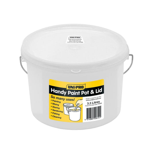 Uni Pro 3L Plastic Paint Pot with Lid - 3.3L Capacity - Durable Handle - Auzzistore