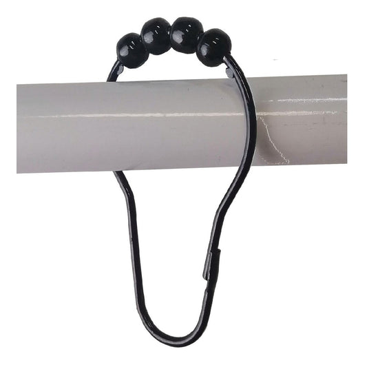 Barelli Black Metal Shower Curtain Rings 12 Pack - Durable - Stylish - Easy Use – view 2
