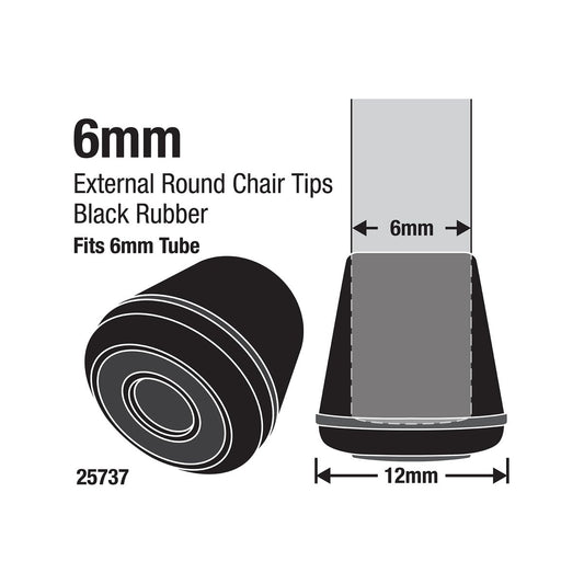 Surface Gard 6mm Black Round Rubber Chair Tips 4 Pack - Floor Protection – view 2 - Auzzistore