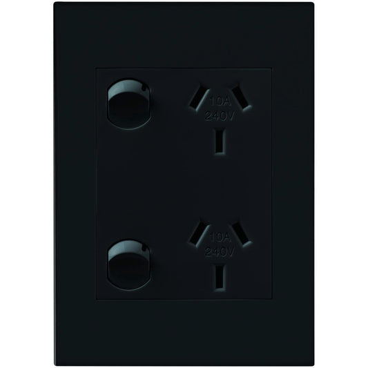 HPM Vivo Vertical Double Powerpoint 2 Gang 85mm x 118mm Grey - Indoor Use - Auzzistore