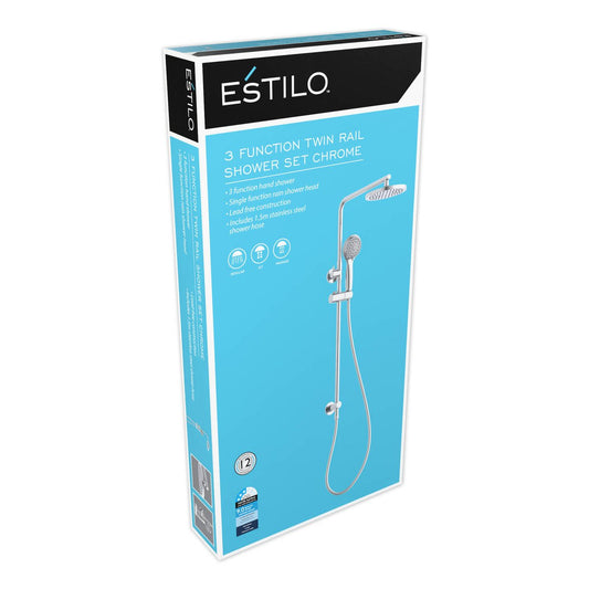 Estilo Chrome 3 Function Twin Rail Shower Set - 9L/min - 3 Star Rating – view 2