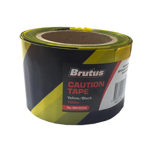 Brutus Caution Tape - 75mm x 100m - PVC - UV Stabilised - Water-Resistant - Auzzistore