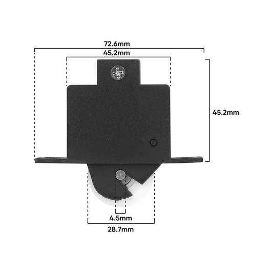Rolltrak Adjustable Nylon Carriage - 73mm x 67mm - Nylon - 15kg Load Rate – view 2 - Auzzistore