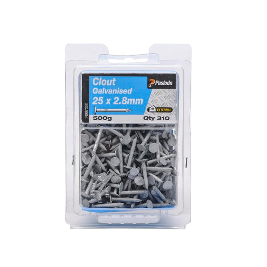 Paslode Clouts - 25mm x 2.8mm - Galvanised - 310 Pack - Corrosion Resistant - Auzzistore