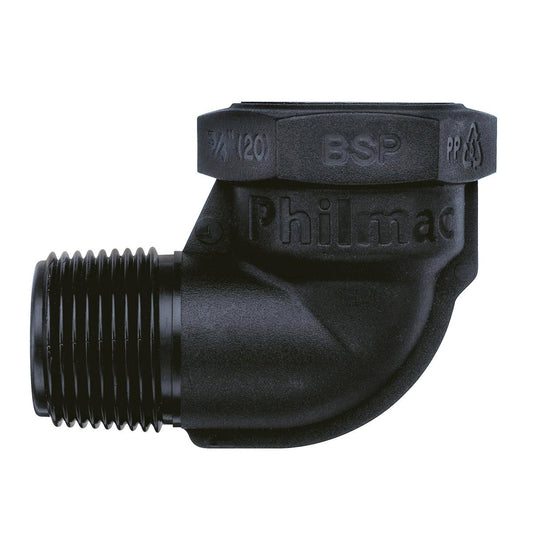 Philmac 3/4 Bsp Thread Mi x Fi Pipe Elbow - 90 Degree - Polypropylene - Durable - Auzzistore